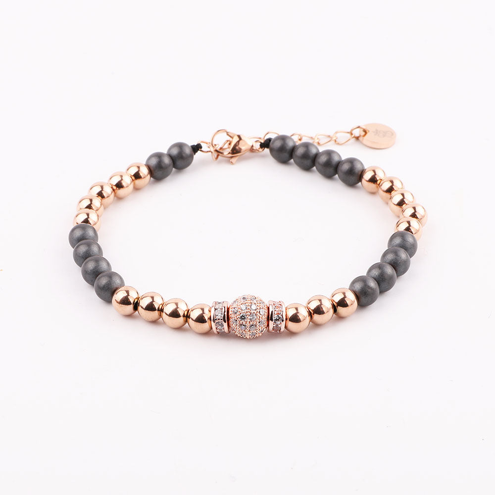 Rose Gold & Hematite on a chain - Priceless Beads