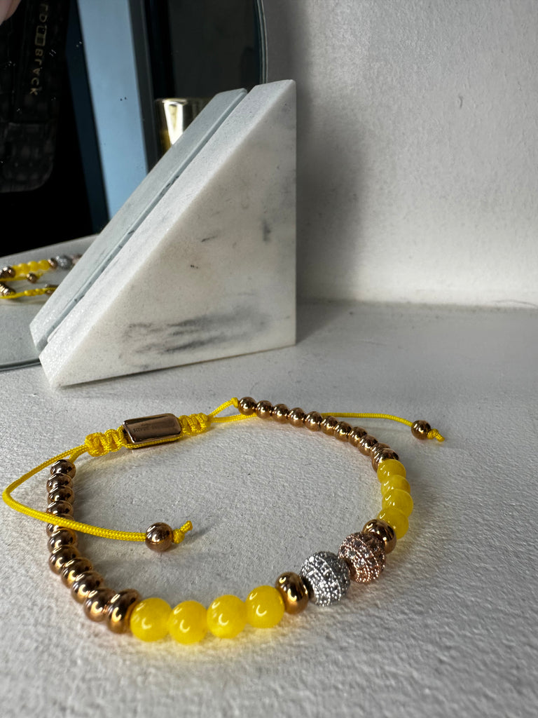 Yellow Stone Bracelet | Yellow Macrame Bracelet | Priceless Beads