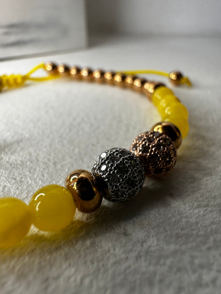 Yellow Stone Bracelet | Yellow Macrame Bracelet | Priceless Beads