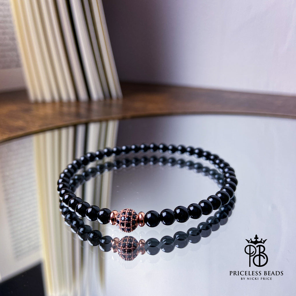 Priceless Beads Black and Roségold Nr1 Bracelet - Onyx - Priceless Beads