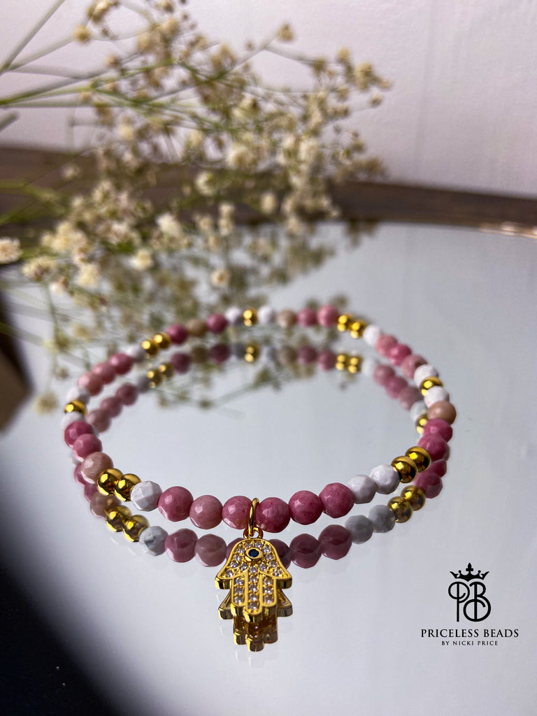 Pink Rhodonite Bracelet | Rhodonite Bead Bracelet | Priceless Beads