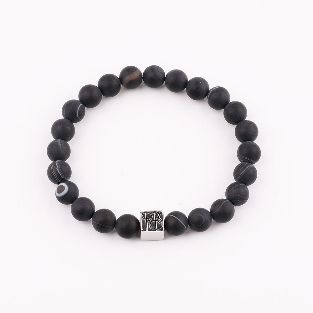 Wolf of Beads - Matte Black Stripe Agate - Priceless Beads